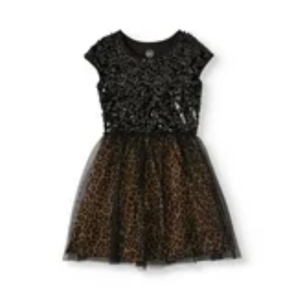 Wonder Nation NWOT Girls Sequins and Tulle over Cheetah Print‎ dress sz Large
